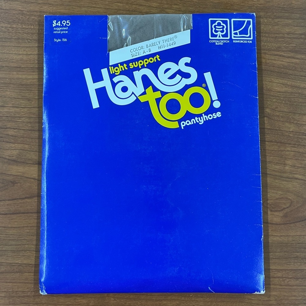 Vintage 1990 Hanes Light Support Pantyhose Reinforced Toe Barely There A-B